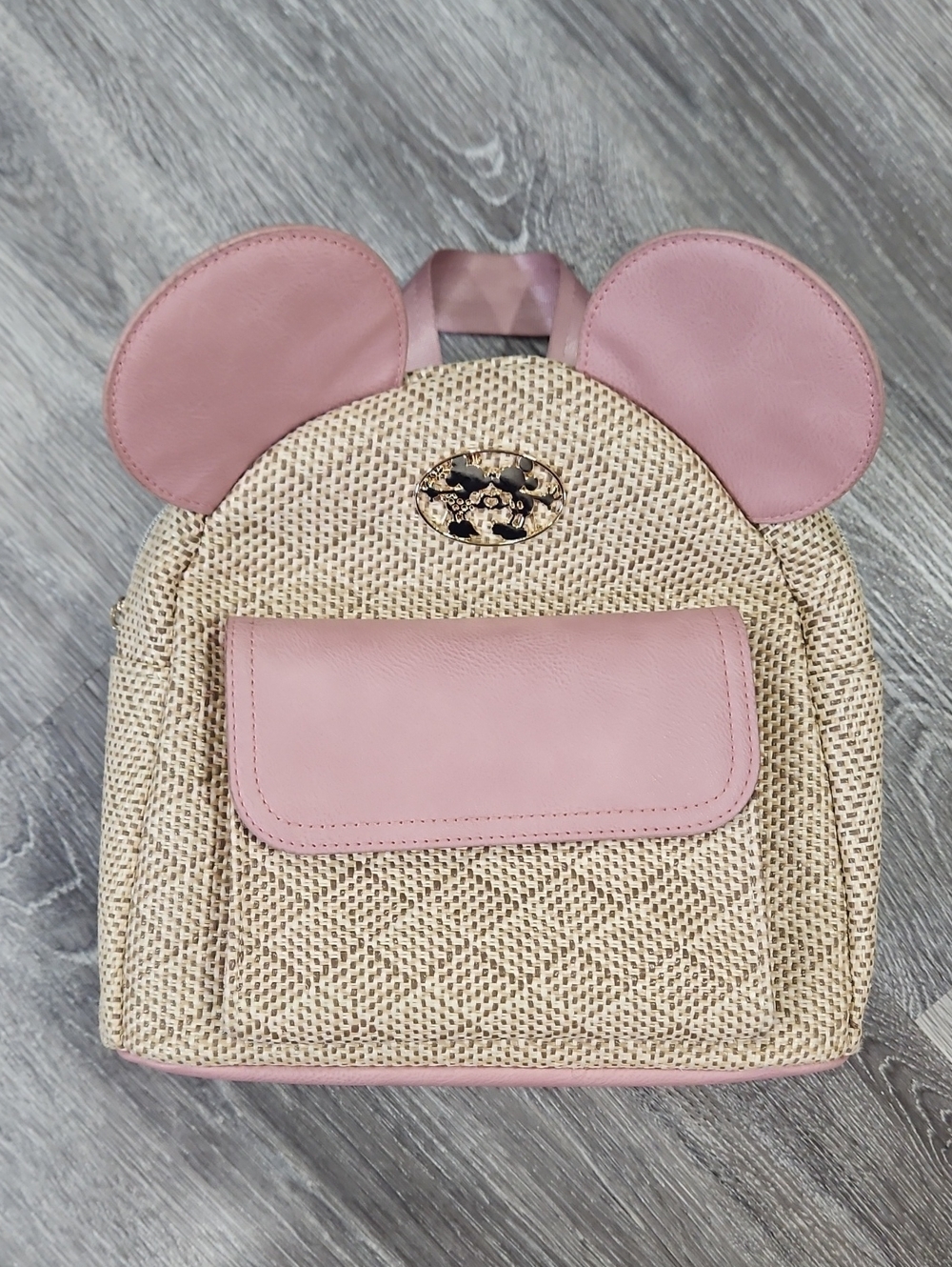 Bioworld Disney Mickey And Minnie Mini Backback Straw And Blush Pink